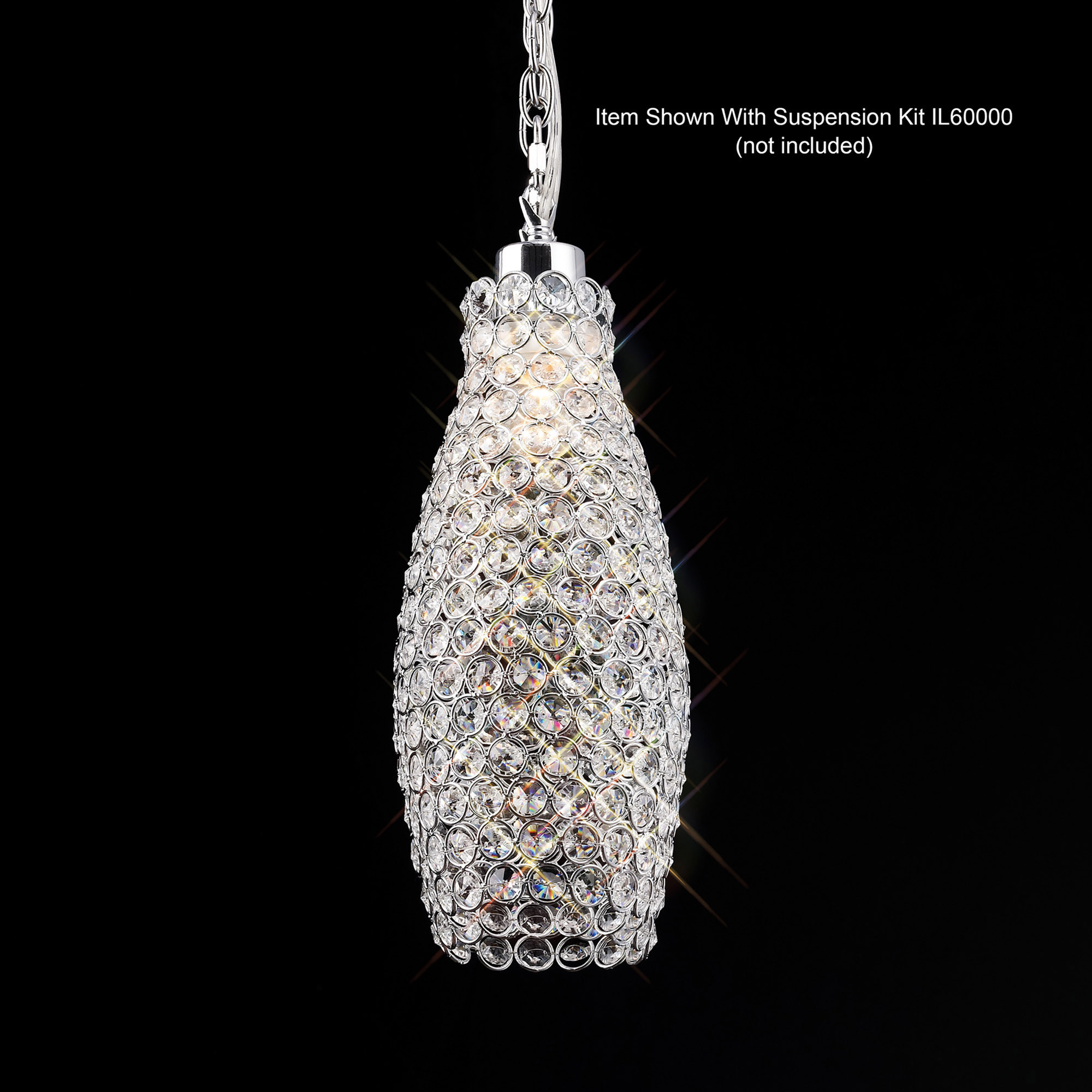 Kudo Polished Chrome Crystal Ceiling Lights Diyas Non Electric Crystal Pendant